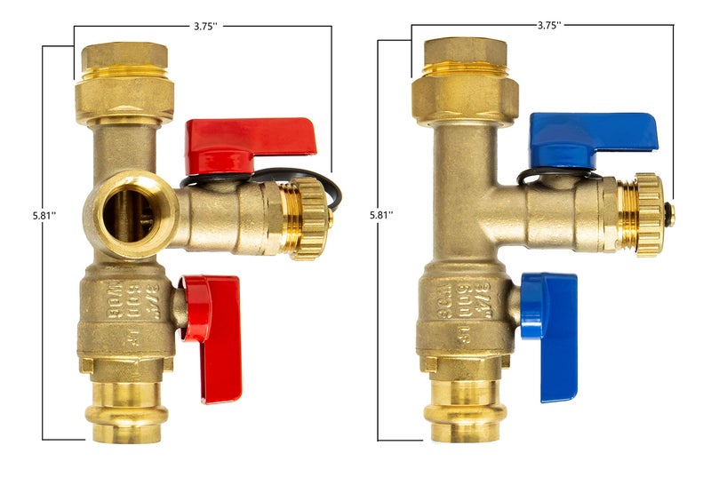 Libra Supply 3/4 inch Press Isolation Valve Kit with Pressure Relief Valve for Rheem Tankless Water Heater, FNPT x Press, 3/4'' Service Valve for Rinai, Ecosmart, Navien, Noritz Takagi Bosch - Image 2